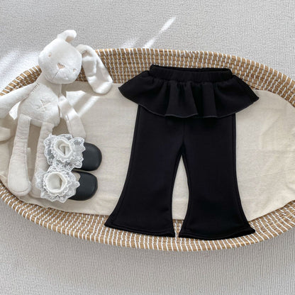 Arrival Baby Kids Girls Solid Color Flared Pants, MyKids-USA®, Baby & Toddler Bottoms, MyKids-USA - Size/Age - 73 (6-9M) - Color - Black -  -  - TR2603011658-B.