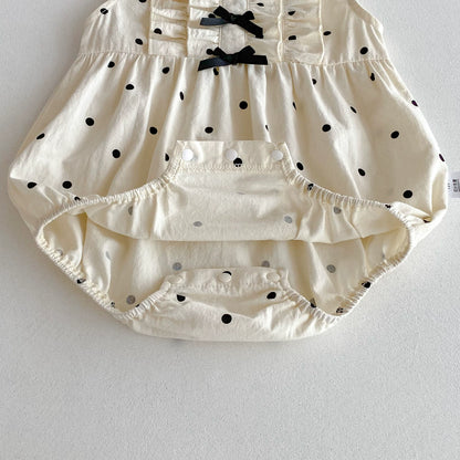 Summer Arrival Baby Girls Sleeveless Butterfly-bows Decorated Onesies with Dots Pattern, MyKids-USA®, Baby One-Pieces, MyKids-USA -  -  -  -  -  -  - 