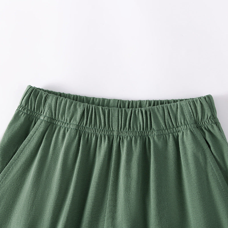 Summer Hot Selling Baby Kids Boys Short Sleeves Cartoon Pattern T-shirt and Plain Shorts Clothing Set