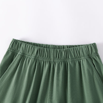 Summer Hot Selling Baby Kids Boys Short Sleeves Cartoon Pattern T-shirt and Plain Shorts Clothing Set