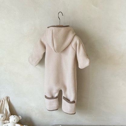 Winter and Spring Arrival Baby Unisex Long Sleeves Plain Fluffy Hooded Rompers, MyKids-USA®, Baby One-Pieces, MyKids-USA - Size/Age - 66 (3-6M) - Color - Apricot -  -  - TR2601102135-A.