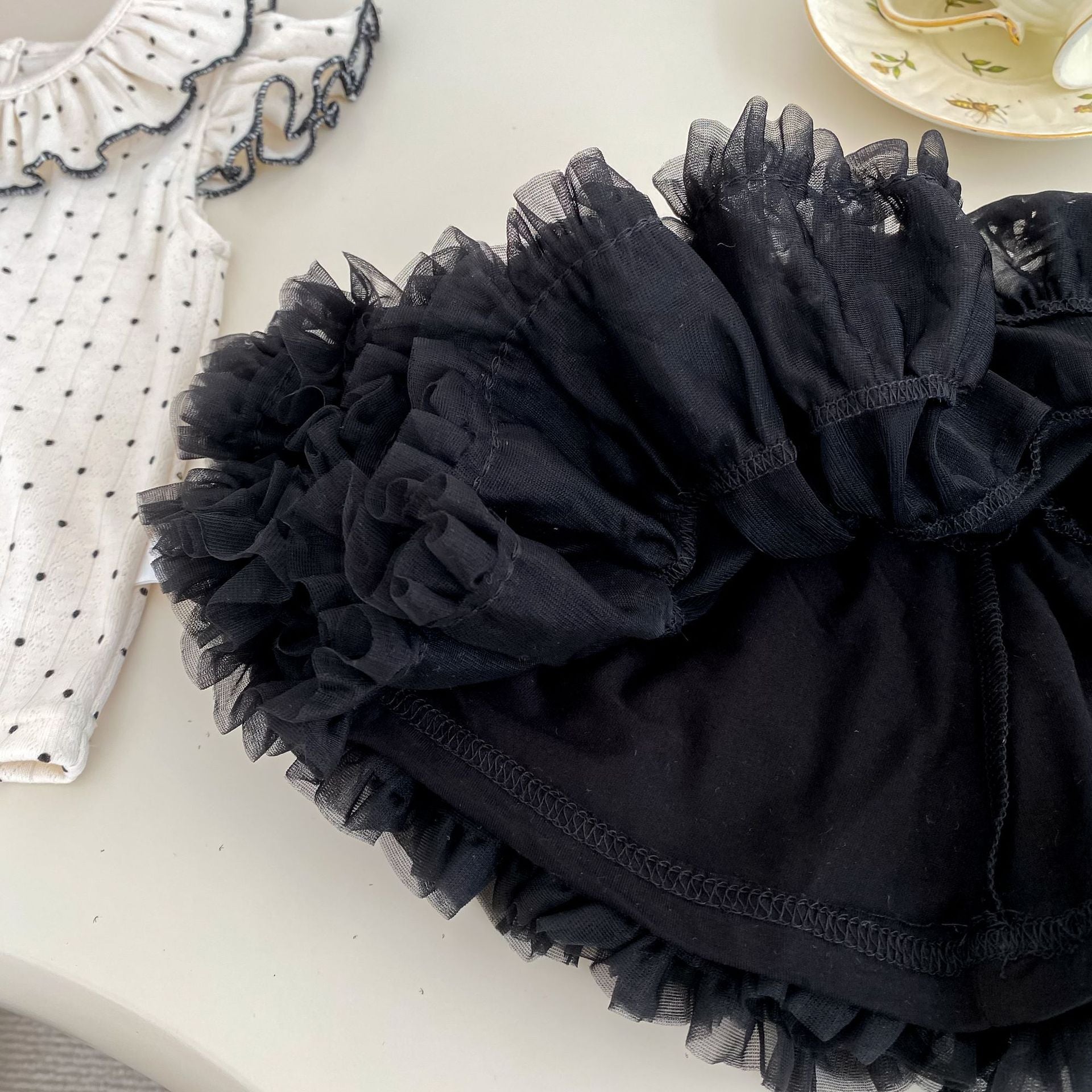 Summer Baby Kids Dots Pattern Fly Sleeves Top Vest with Black Skirt Clothing Set for Girls, MyKids-USA®, Baby & Toddler Outfits, MyKids-USA -  -  -  -  -  -  - 