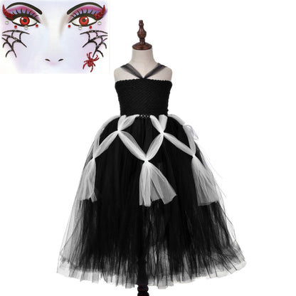 Children Girls’ Halloween Costume Set: Sleeveless Princess Tulle Dress with Accessory – Sets, MyKids-USA®, Costume Dresses, MyKids-USA - Size/Age - S (1-3Y) - Color - Black -  -  - TR2409071053.