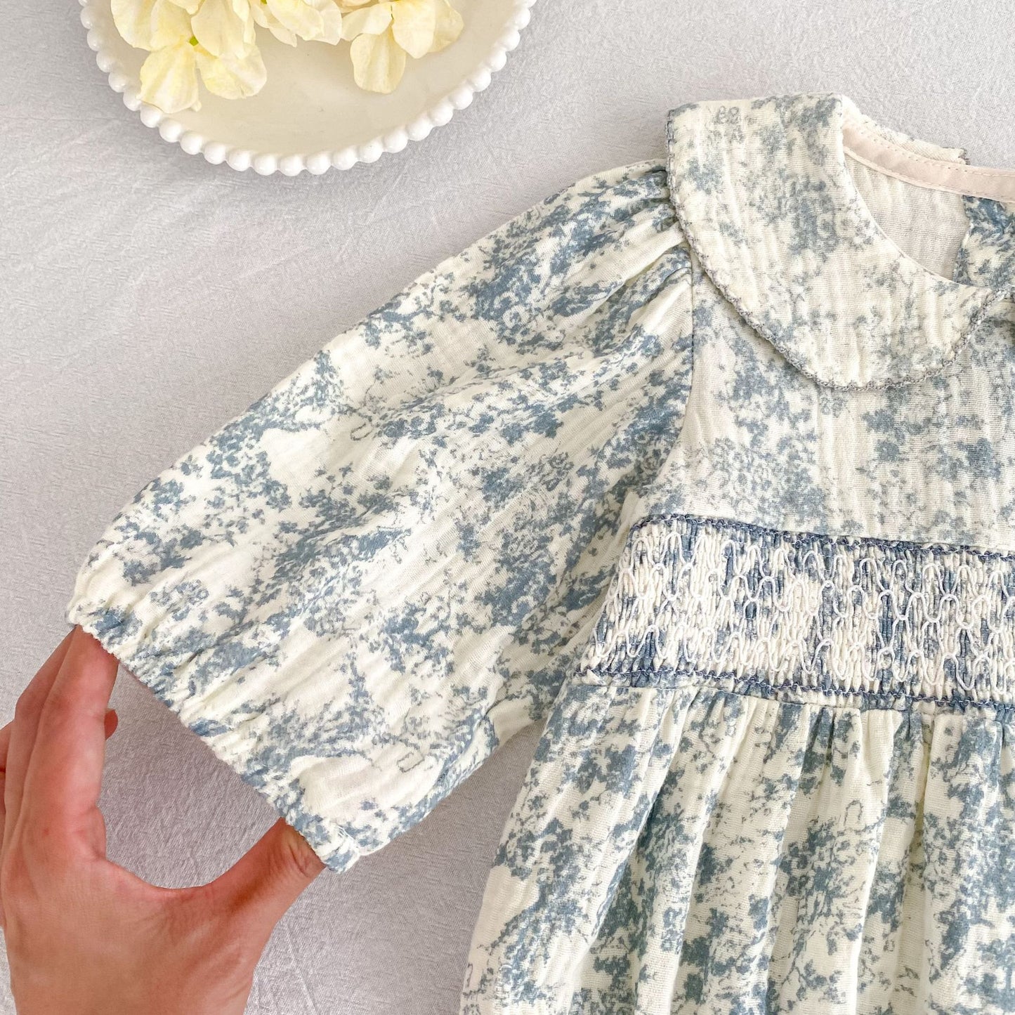 MyKids-USA® Autumn Baby Girls Peter Pan Collar Long-sleeved Floral Bodysuit and Dress – Princess Sister Matching Set