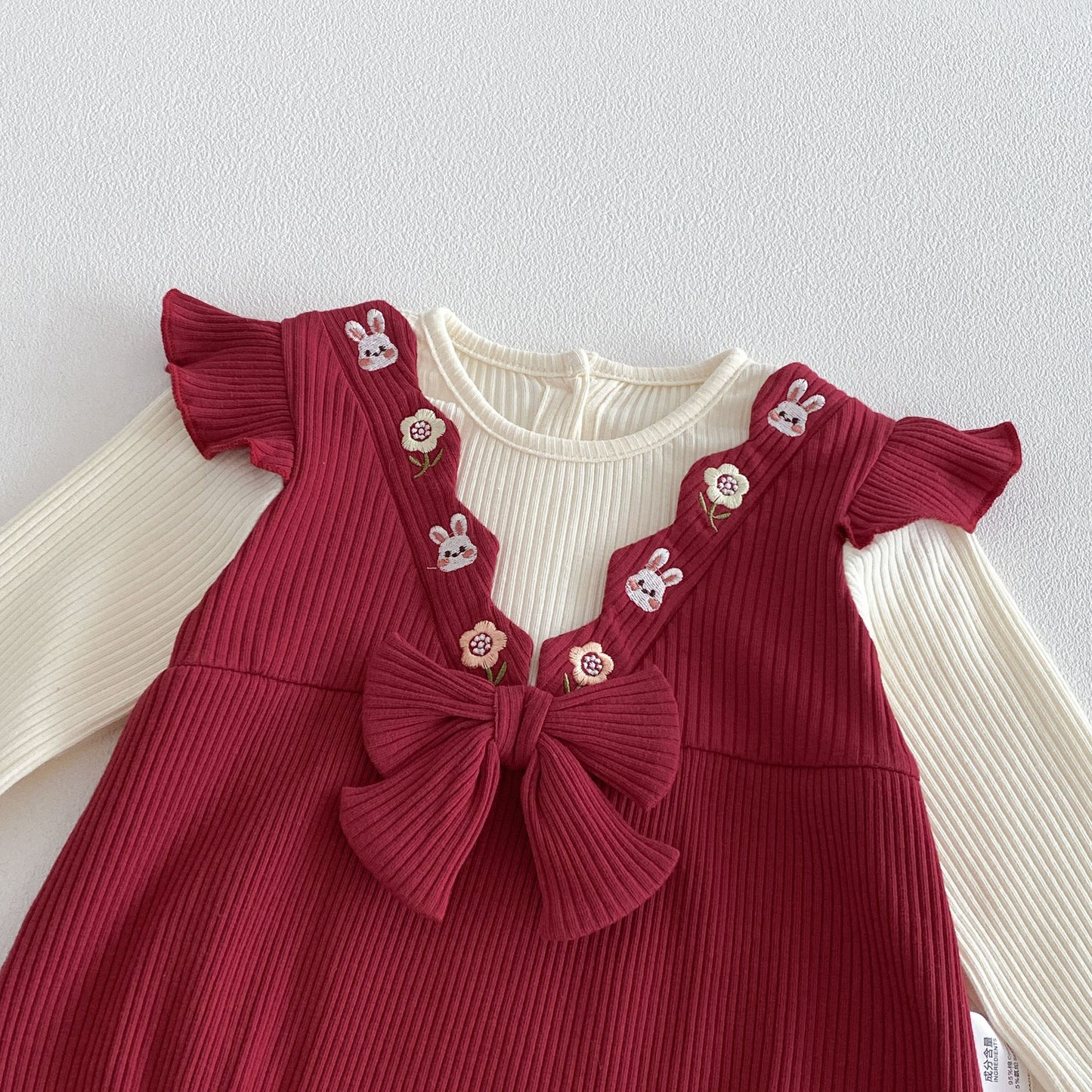 Spring Arrival Baby Girls Long Sleeves Color Patchwork Rabbits Embroidered Bodysuit, MyKids-USA®, Bodysuits, MyKids-USA -  -  -  -  -  -  - .