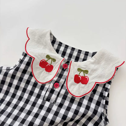 Summer Arrival Baby Girls Cute Plaid Pattern Sleeveless Onesies with Collar, MyKids-USA®, Baby One-Pieces, MyKids-USA -  -  -  -  -  -  - 