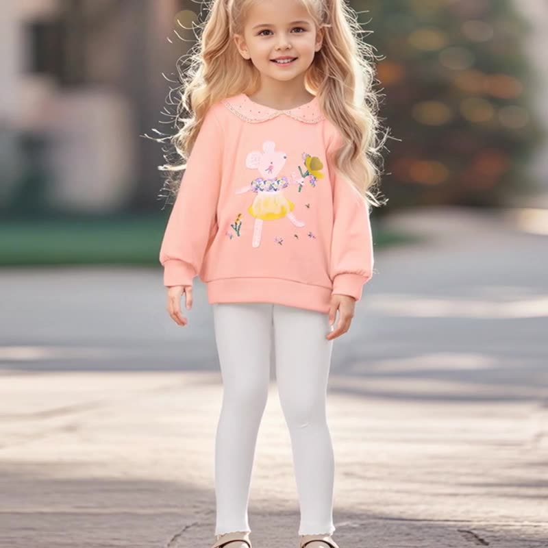 Autumn Arrival Kids Girls Animals and Flowers Cartoon Pattern Long Sleeves Top Sweatshirt, MyKids-USA®, Sweatshirts, MyKids-USA - Size/Age - 90 (12-24M) - Color - Pink -  -  - TR2507212102-A