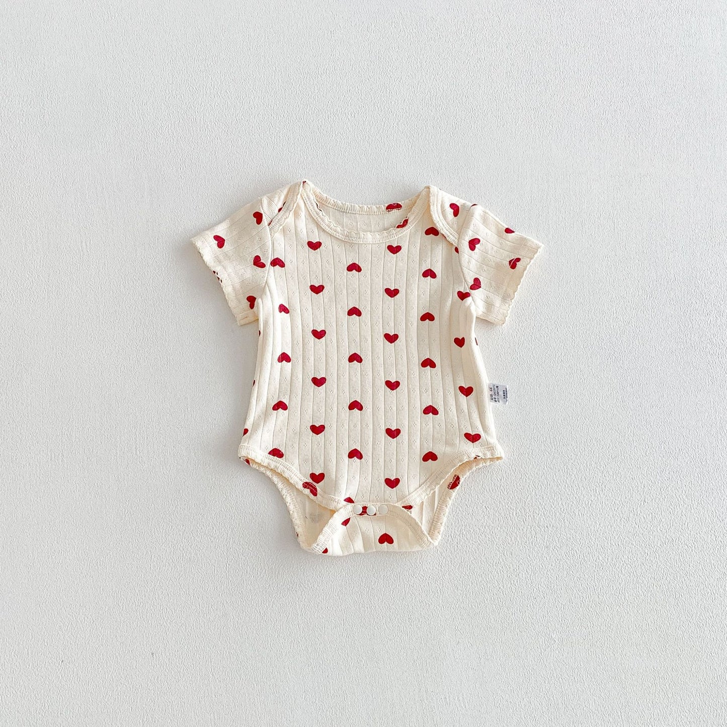 Summer Arrival Baby Girls Short Sleeves Hearts Pattern Bodysuit