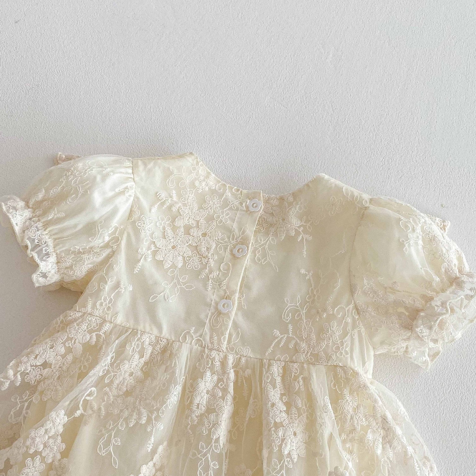 Summer Arrival Baby Girls Cute Solid Color Short Sleeves Floral Tulle Patchwork Dress Design bodysuit, MyKids-USA®, Baby One-Pieces, MyKids-USA -  -  -  -  -  -  - .