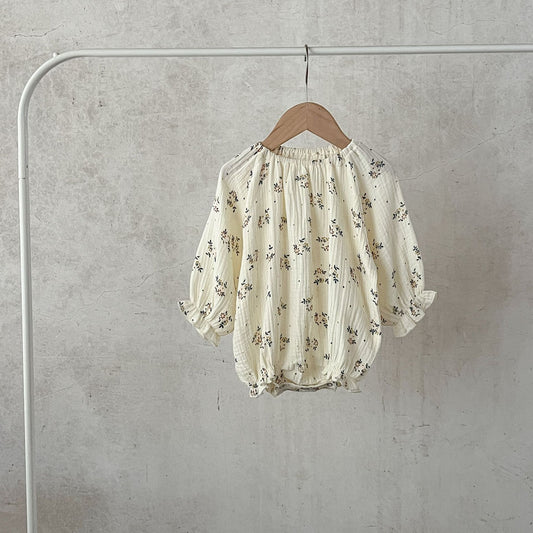 Ditsy Flower Pattern Long Sleeve Onesies, MyKids-USA®, Baby One-Pieces, MyKids-USA - Size/Age - 66 (3-6M) - Color - Apricot -  -  - JM2308312333-A