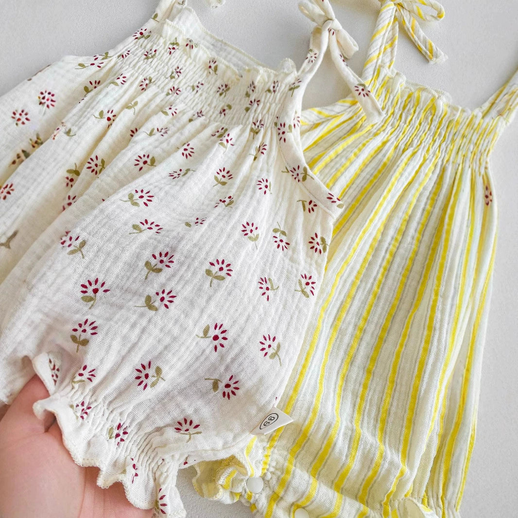 Summer Arrival Baby Girls Flowers or Striped Pattern Sleeveless Onesies, MyKids-USA®, Baby One-Pieces, MyKids-USA -  -  -  -  -  -  - 