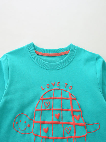 Autumn and Spring Arrival Animals Cartoon Pattern Long Sleeves Pullover for Stylish Girls