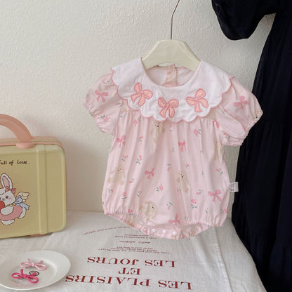 Summer Arrival Baby Girls Short Sleeves Butterfly-bows Pattern Color Patchwork Bodysuit, MyKids-USA®, Baby One-Pieces, MyKids-USA -  -  -  -  -  -  - .