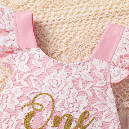 Summer Arrival Baby Girls Fly Sleeves Lace Flowers Pattern Bodysuit, MyKids-USA®, Baby & Children's One-Pieces, MyKids-USA -  -  -  -  -  -  - .