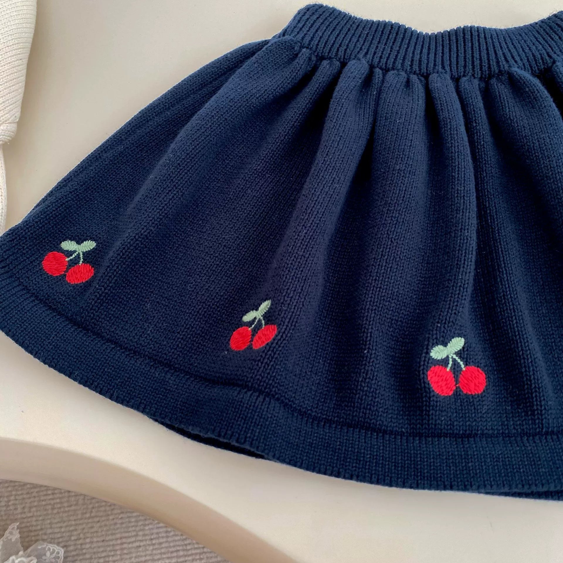 Spring and Autumn Kids Girls Cherry Embroidered Pattern Long Sleeves Knitted Cardigan and Skirt Clothing Set, MyKids-USA®, Baby & Toddler Outfits, MyKids-USA -  -  -  -  -  -  - 