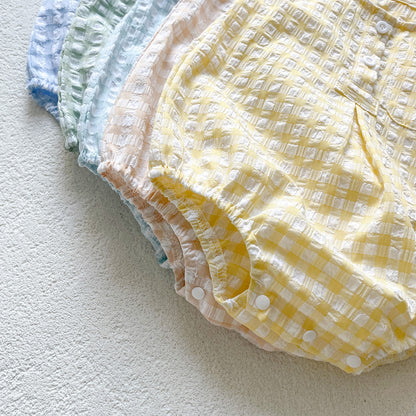 Summer Arrival Baby Boys and Girls Sleeveless Plaid Pattern Bodysuit, MyKids-USA®, Bodysuits, MyKids-USA -  -  -  -  -  -  - .