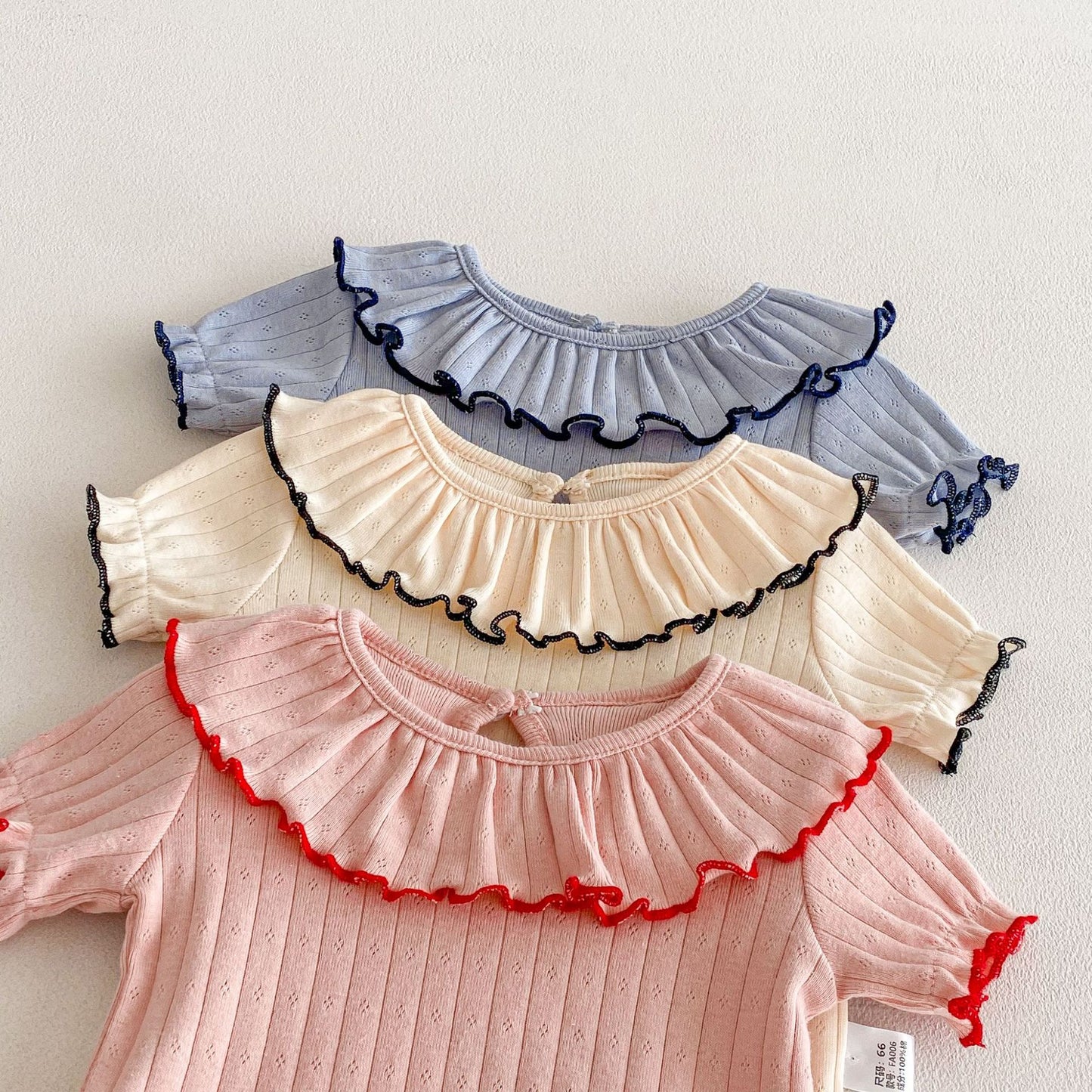Summer Arrival Baby Girls Short Sleeves Solid Color Hollow-out Pattern Bodysuit with Collar, MyKids-USA®, Bodysuits, MyKids-USA -  -  -  -  -  -  - .