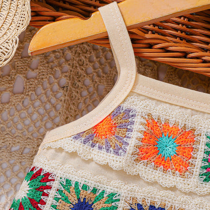 Summer Baby Kids Girls Sleeveless Embroidered Pattern Vest and White Skirt Set