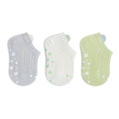 Summer and Spring Baby Kids Breathable Cute Animals Pattern Socks 3-Pair Set, MyKids-USA®, Baby & Toddler Socks & Tights, MyKids-USA - Size/Age - S (0-1Y) - Color - Green -  -  - TR2604262149-B.