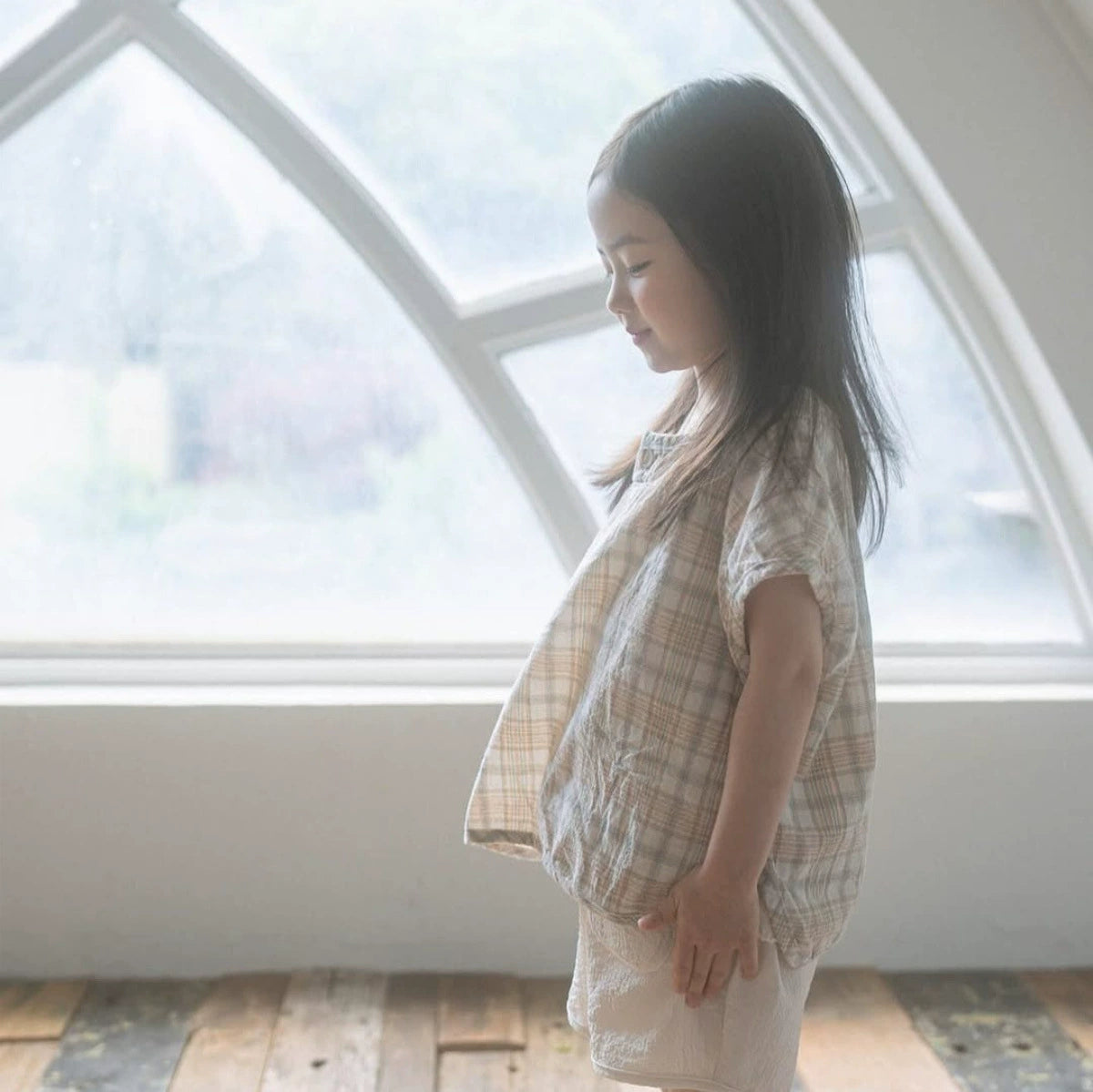 Summer High Quality Baby Kids Girls Short Sleeves Casual Plaid Pattern T-shirt, MyKids-USA®, T-Shirts, MyKids-USA - Size/Age - 73 (6-9M) - Color - Beige -  -  - TR2506061641-A