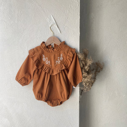 MyKids-USA® Autumn Long Sleeve Flowers Embroidered Baby Kids Girls Princess Bodysuit