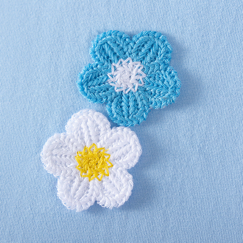 Summer Arrival Flowers and Striped Pattern Short Sleeves Dress for Stylish Girls