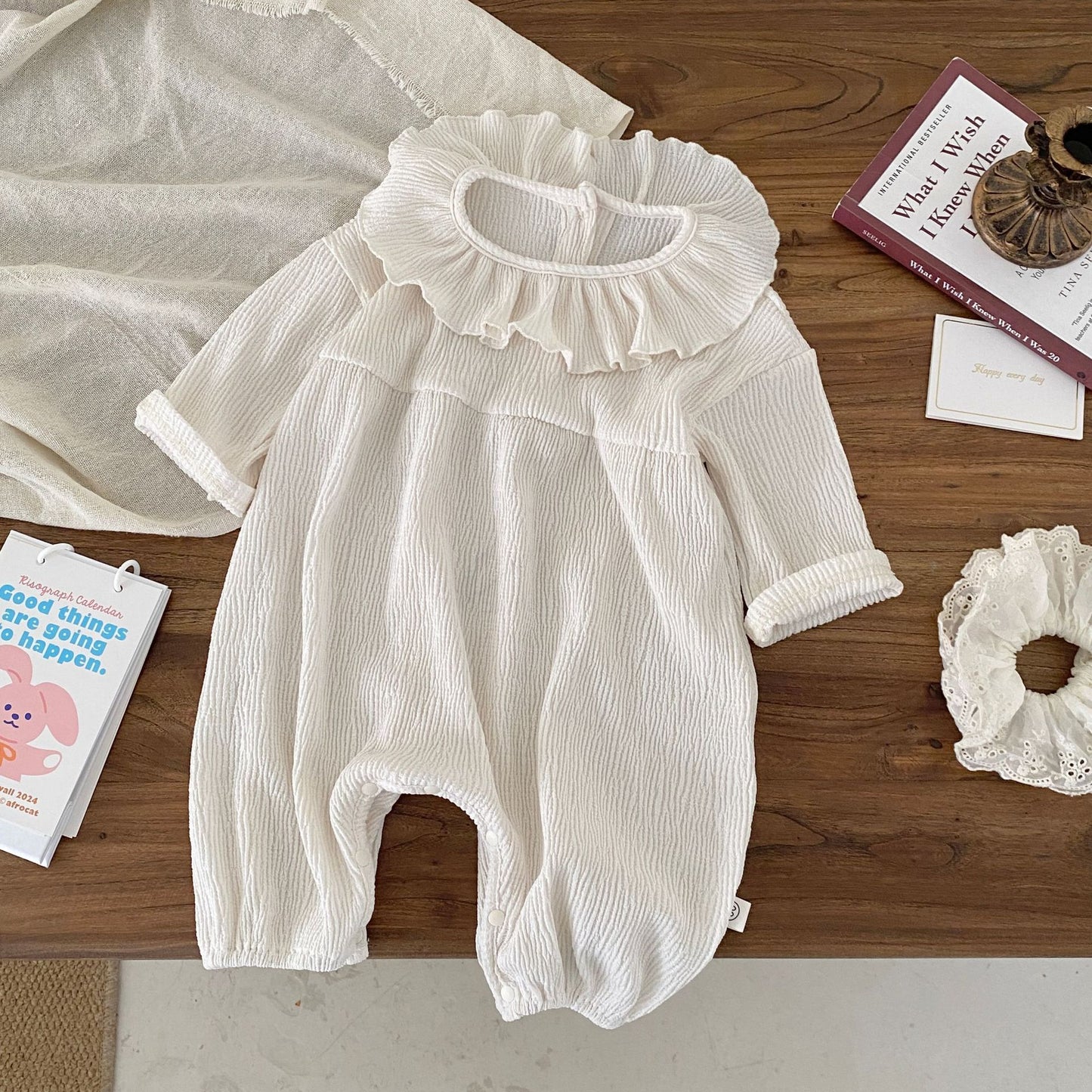 Autumn Arrival Baby Girls Long Sleeves Solid Color Rompers with Hat, MyKids-USA®, Baby One-Pieces, MyKids-USA -  -  -  -  -  -  - 