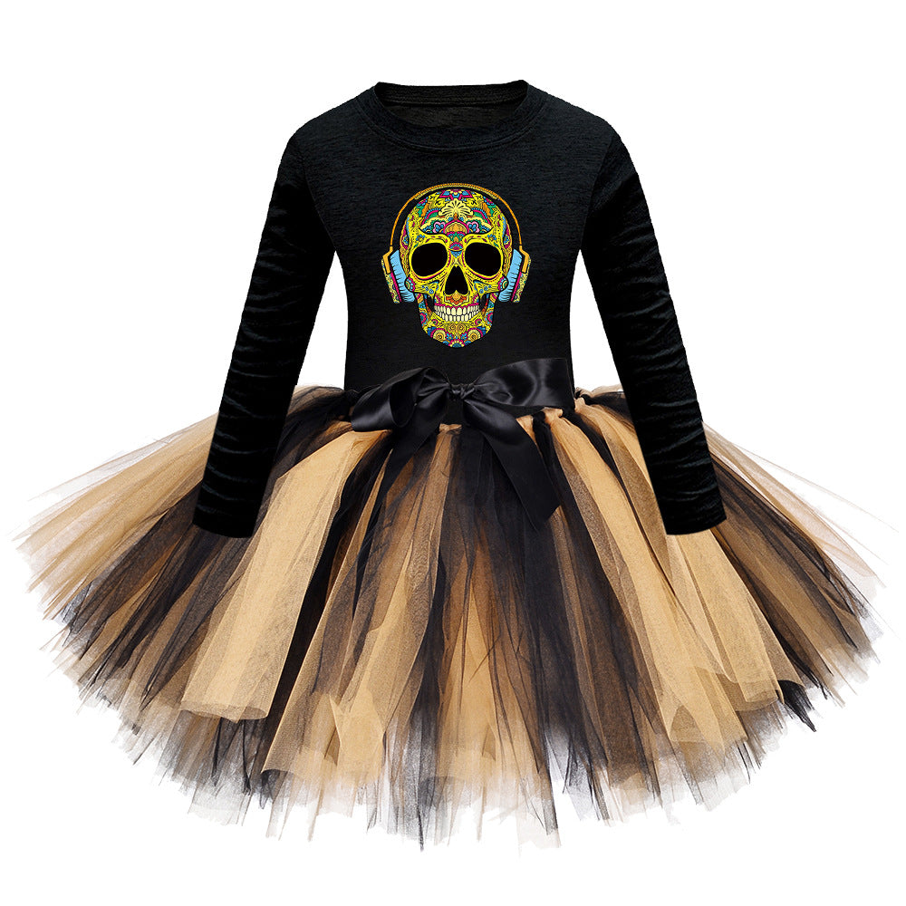 Arrival Girls’ Halloween Costume: Long Sleeves Cartoon Print Witches Cosplay Party Tulle Patchwork Dress, MyKids-USA®, Costume Dresses, MyKids-USA - Size/Age - S (1-3Y) - Color - Pink -  -  - TR2409090955.