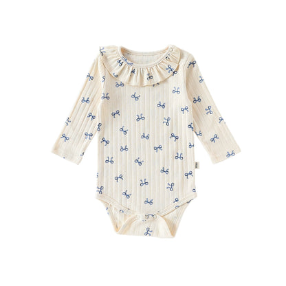 Autumn Arrival Baby Unisex Long Sleeves Casual Geometric Pattern Onesies with Ruffle Collar, MyKids-USA®, Bodysuits, MyKids-USA - Size/Age - 66 (3-6M) - Color - Apricot -  -  - TR2508272352-A