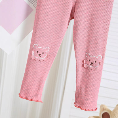 Autumn Arrival Elastic Baby Kids Girls Teddy Bear Pattern Cute Pants, MyKids-USA®, Trousers, MyKids-USA -  -  -  -  -  -  - 
