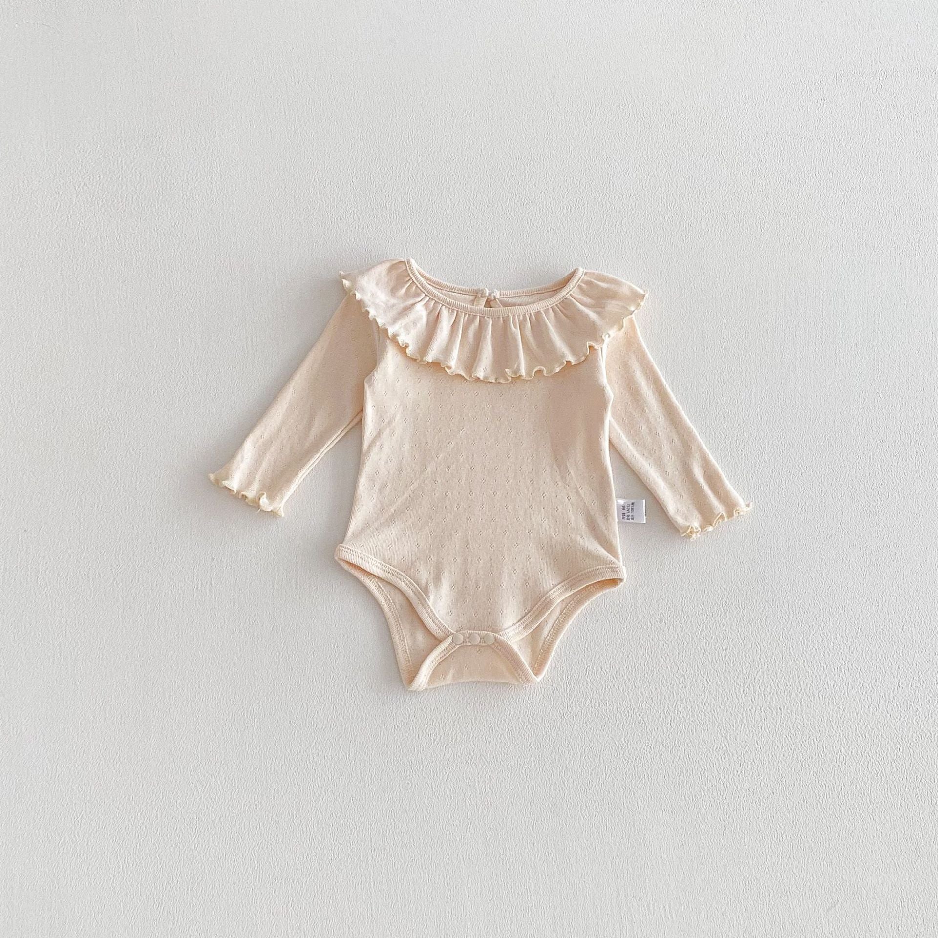 Spring Arrival Baby Girls Long Sleeves Solid Color Bodysuit with Collar, MyKids-USA®, Bodysuits, MyKids-USA - Size/Age - 66 (3-6M) - Color - Apricot -  -  - TR2603152201-A.