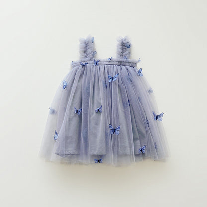 Summer Baby Kids Girls Sleeveless Butterfly Pattern Tulle Strap Dress, MyKids-USA®, Baby & Children's Dresses, MyKids-USA - Size/Age - 80 (9-12M) - Color - Purple -  -  - TR2605202155-B.