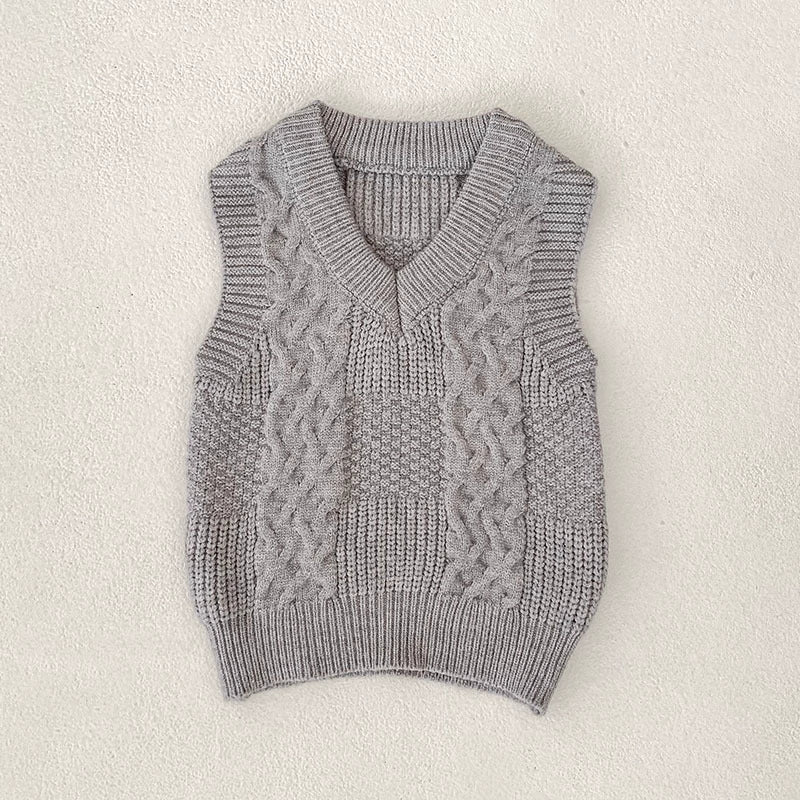 Autumn Arrival Baby Unisex Comfortable Jacquard Pattern Knitted Sleeveless Vest, MyKids-USA®, Vests, MyKids-USA - Size/Age - 59 (0-3M) - Color - Grey -  -  - TR2507112045-A
