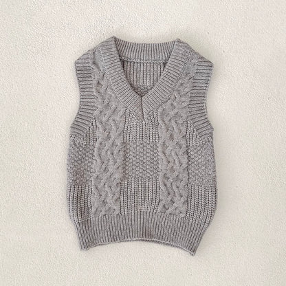 Autumn Arrival Baby Unisex Comfortable Jacquard Pattern Knitted Sleeveless Vest, MyKids-USA®, Vests, MyKids-USA - Size/Age - 59 (0-3M) - Color - Grey -  -  - TR2507112045-A