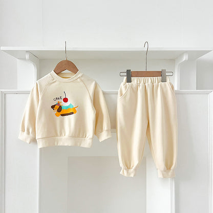 Spring and Autumn Kids Unisex Cute Cartoon Pattern Long Sleeves Top Pullover and Pants clothing Set, MyKids-USA®, Baby & Toddler Outfits, MyKids-USA - Size/Age - 80 (9-12M) - Color - Beige -  -  - TR2501052250-C