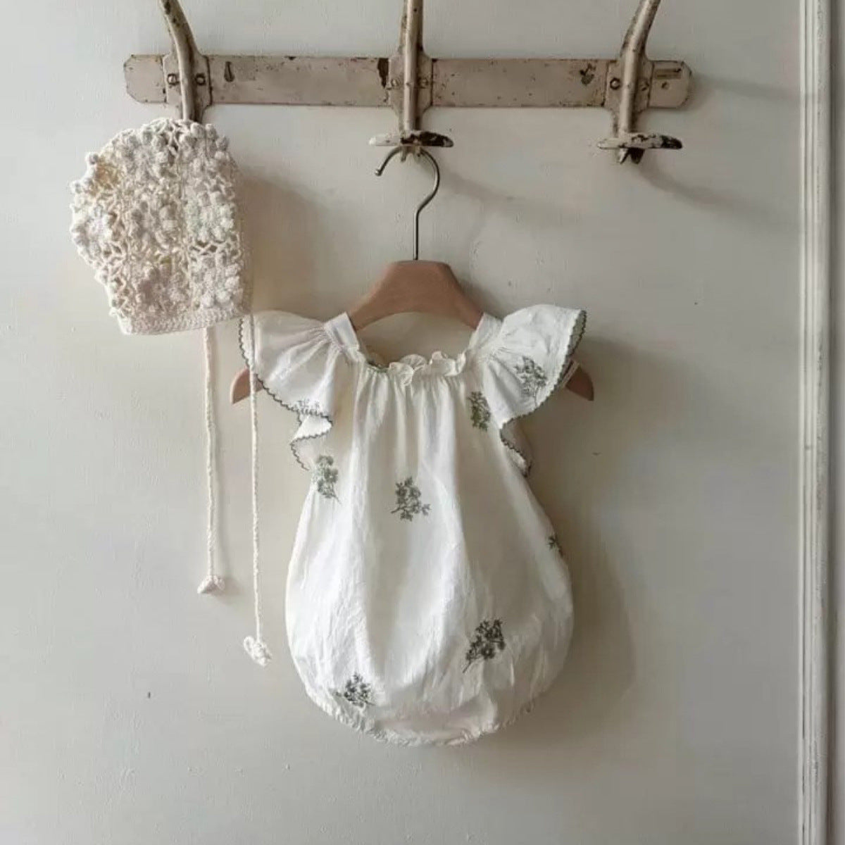 Summer Hot Selling Baby Kids Girls Fly Sleeves Flowers Pattern Embroidered Princess Onesies, MyKids-USA®, Baby One-Pieces, MyKids-USA - Size/Age - 66 (3-6M) - Color - Green -  -  - TR2505242108-B