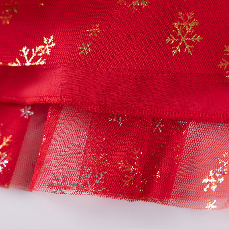 Autumn Arrival Cartoon Christmas and Snowflakes Pattern Long Sleeves Crew Neck Dress for Stylish Girls, MyKids-USA®, Baby & Toddler Dresses, MyKids-USA -  -  -  -  -  -  - 