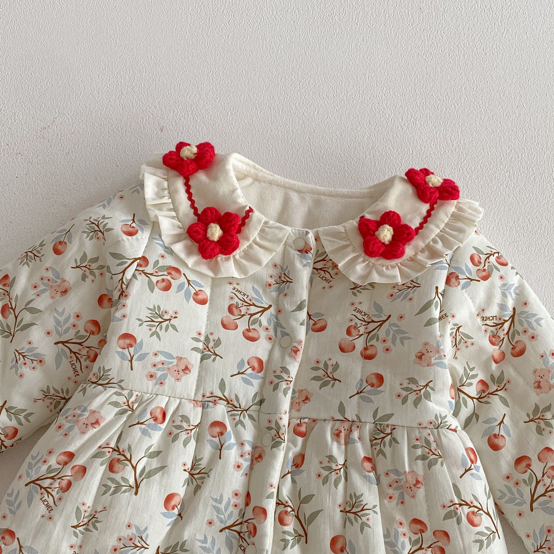 Winter Arrival Baby Girls Long Sleeves Floral Pattern Fleece-lined Warm Rompers, MyKids-USA®, Baby One-Pieces, MyKids-USA -  -  -  -  -  -  - 