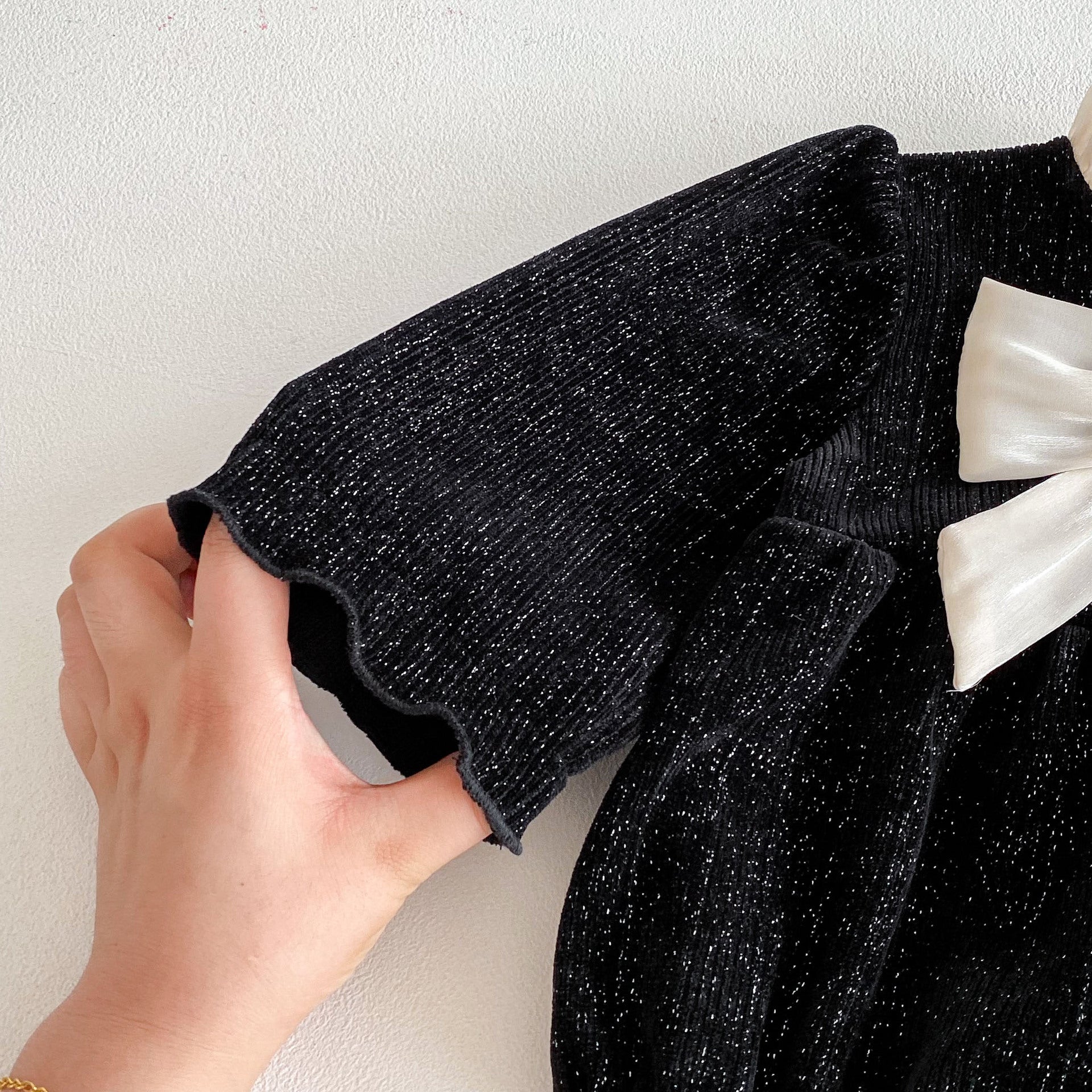 Autumn Arrival Baby Girls Long Sleeves Butterfly-bow Decorated Ruffle Neck Onesies, MyKids-USA®, Baby & Toddler Outfits, MyKids-USA -  -  -  -  -  -  - 