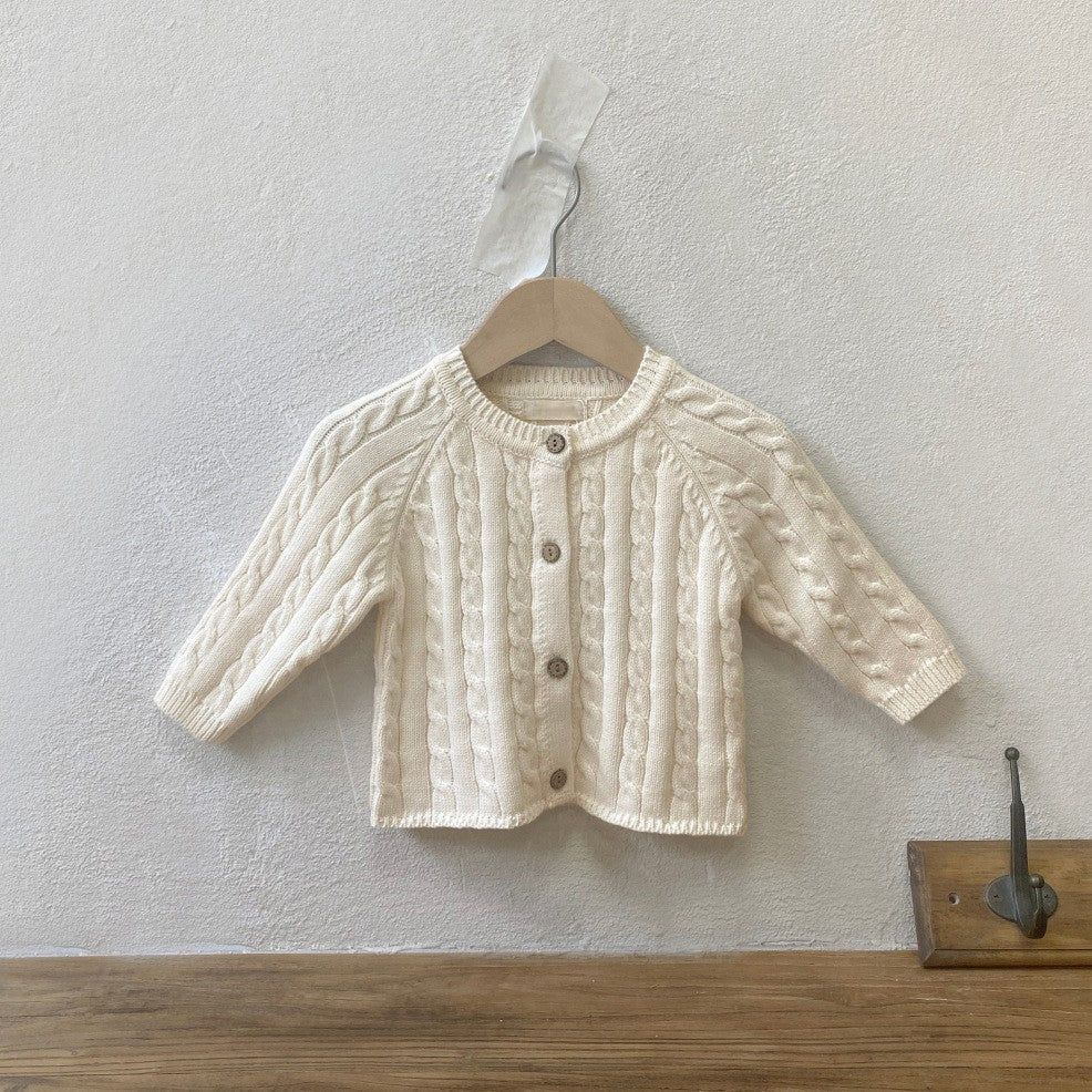 Spring and Winter Arrival Baby Kids Unisex Plain Jacquard Pattern Long Sleeves Casual Cardigan, MyKids-USA®, Cardigans, MyKids-USA - Size/Age - 66 (3-6M) - Color - Beige -  -  - TR2512260920-B.