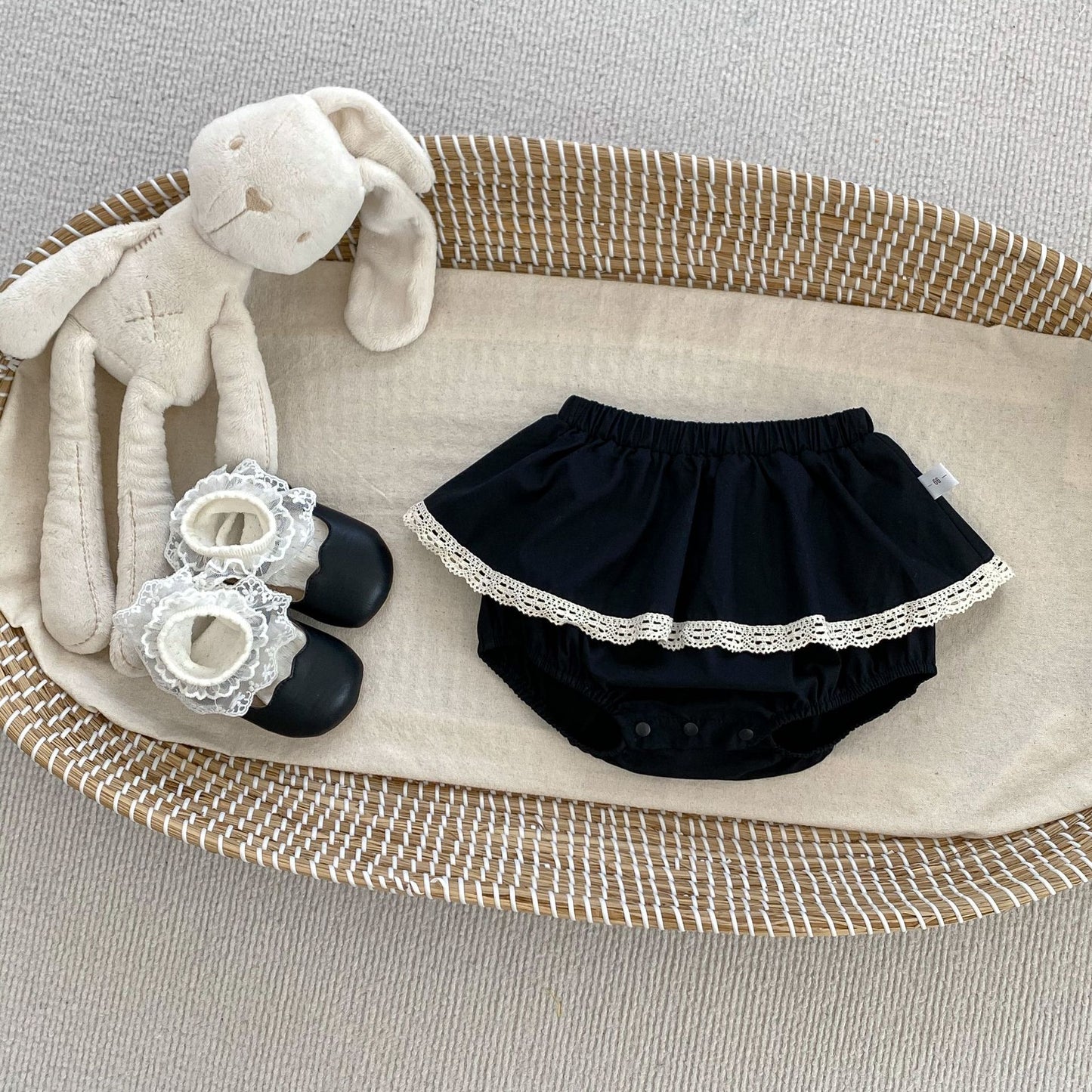 Arrival Autumn Baby Girls Long Sleeves Simple Top Shirt and Lace Facing Bloomers – Matching Set, MyKids-USA®, Baby One-Pieces, MyKids-USA - Size/Age - 66 (3-6M) - Color - Black -  -  - TR2408311054-A.