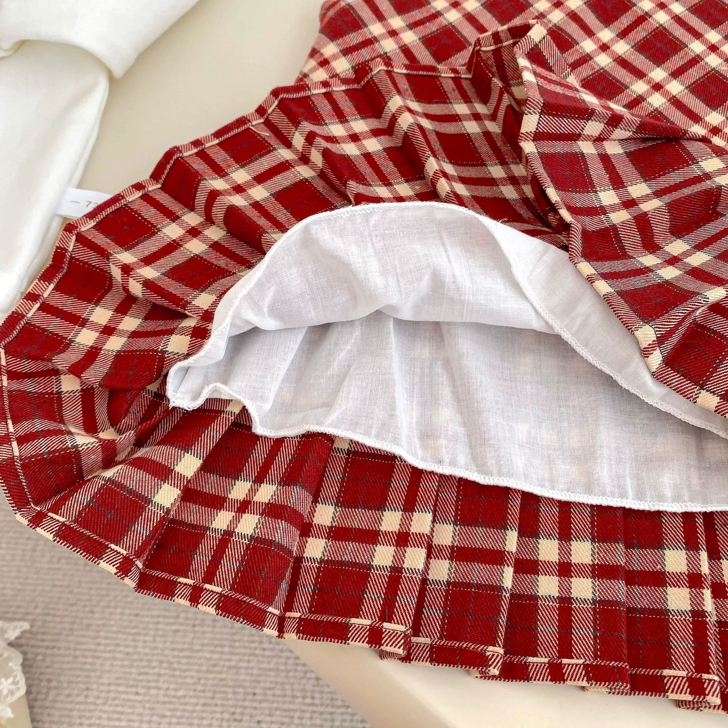 Spring and Autumn Baby Kids Girls Cherry Pattern Long Sleeves Beige Top and Plaid Sleeveless Dress Clothing Set, MyKids-USA®, Baby & Toddler Outfits, MyKids-USA -  -  -  -  -  -  - 