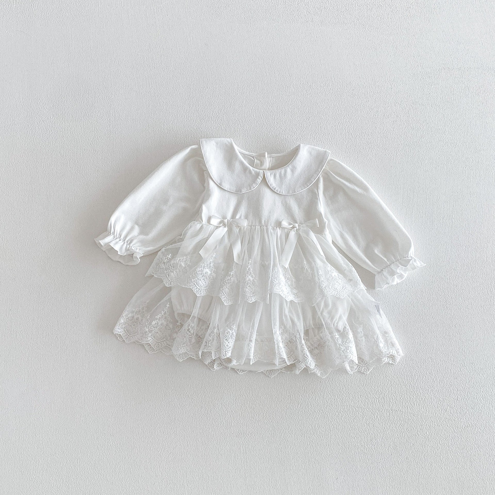 Spring Arrival Baby Girls Long Sleeves Flowers Embroidered Pattern Bodysuit Dress, MyKids-USA®, Baby & Toddler Dresses, MyKids-USA - Size/Age - 66 (3-6M) - Color - Beige -  -  - TR2601301637-A.