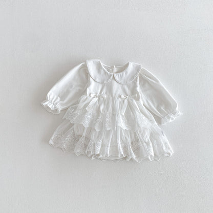 Spring Arrival Baby Girls Long Sleeves Flowers Embroidered Pattern Bodysuit Dress, MyKids-USA®, Baby & Toddler Dresses, MyKids-USA - Size/Age - 66 (3-6M) - Color - Beige -  -  - TR2601301637-A.