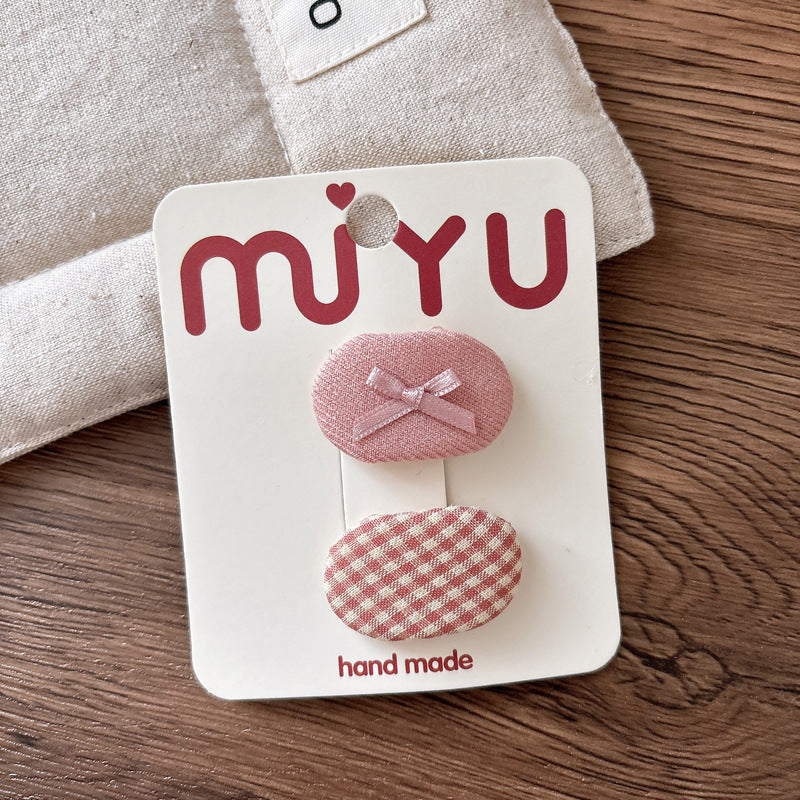 Collection of 2 Versatile Plaid Pattern and Butterfly-bow Decorated Hair Clips, MyKids-USA®, Hair Pins, Claws & Clips, MyKids-USA - Size/Age - Average Size (0-12Y） - Color - Pink -  -  - TR2602262014-B.