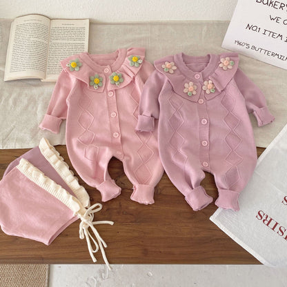 Autumn and Winter Arrival Baby Girls Long Sleeves Flowers Pattern Knitted Rompers, MyKids-USA®, Baby One-Pieces, MyKids-USA -  -  -  -  -  -  - .