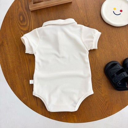 Summer Arrival Baby Unisex Casual Letters Logo Short Sleeves Turn-down Collar Onesies, MyKids-USA®, Baby One-Pieces, MyKids-USA -  -  -  -  -  -  - 