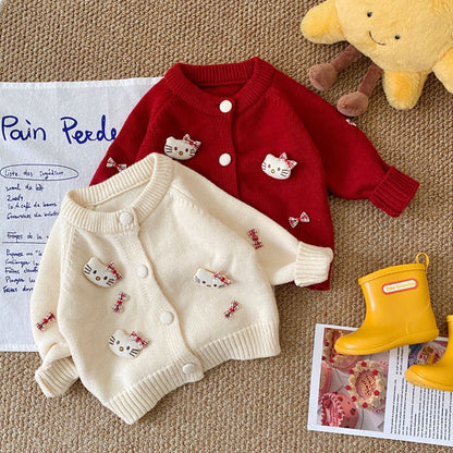 Autumn and Winter Arrival Baby Kids Girls Cartoon and Geometric Pattern Long Sleeves Casual Cardigan, MyKids-USA®, Cardigans, MyKids-USA -  -  -  -  -  -  - 