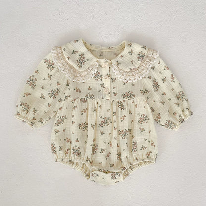 Autumn Baby Girls Flowers Pattern Long-sleeved Onesies and Dress – Princess Sister Matching Set with Collar, MyKids-USA®, Baby & Toddler Dresses, MyKids-USA - Size/Age - 66 (3-6M) - Color - Apricot -  -  - TR2508132138-A