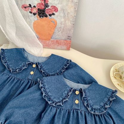MyKids-USA® Autumn Arrival Baby Long Sleeves Cute Denim Dress